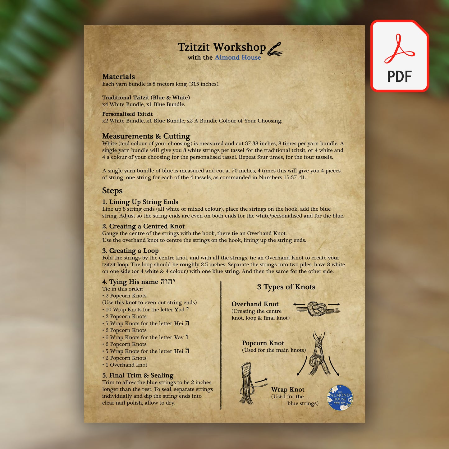 Tzitzit Workshop - Teaches You How To Design Your Own Tzitzit - PDF