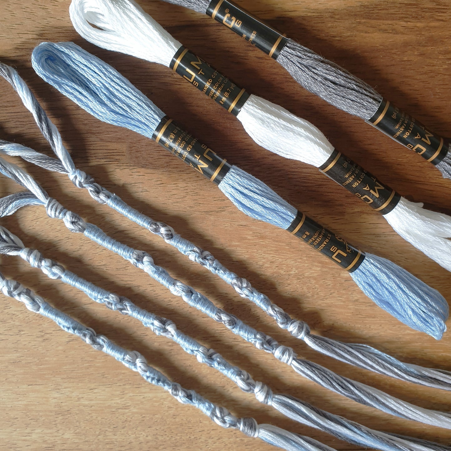 Tzitzit set of 4 - Exodus/Baptism Inspired: Silver, White & Baby Blue, Knotted YHVH (10-5-6-5), Traditional Tassels, Torah Fringe | FREE DELIVERY