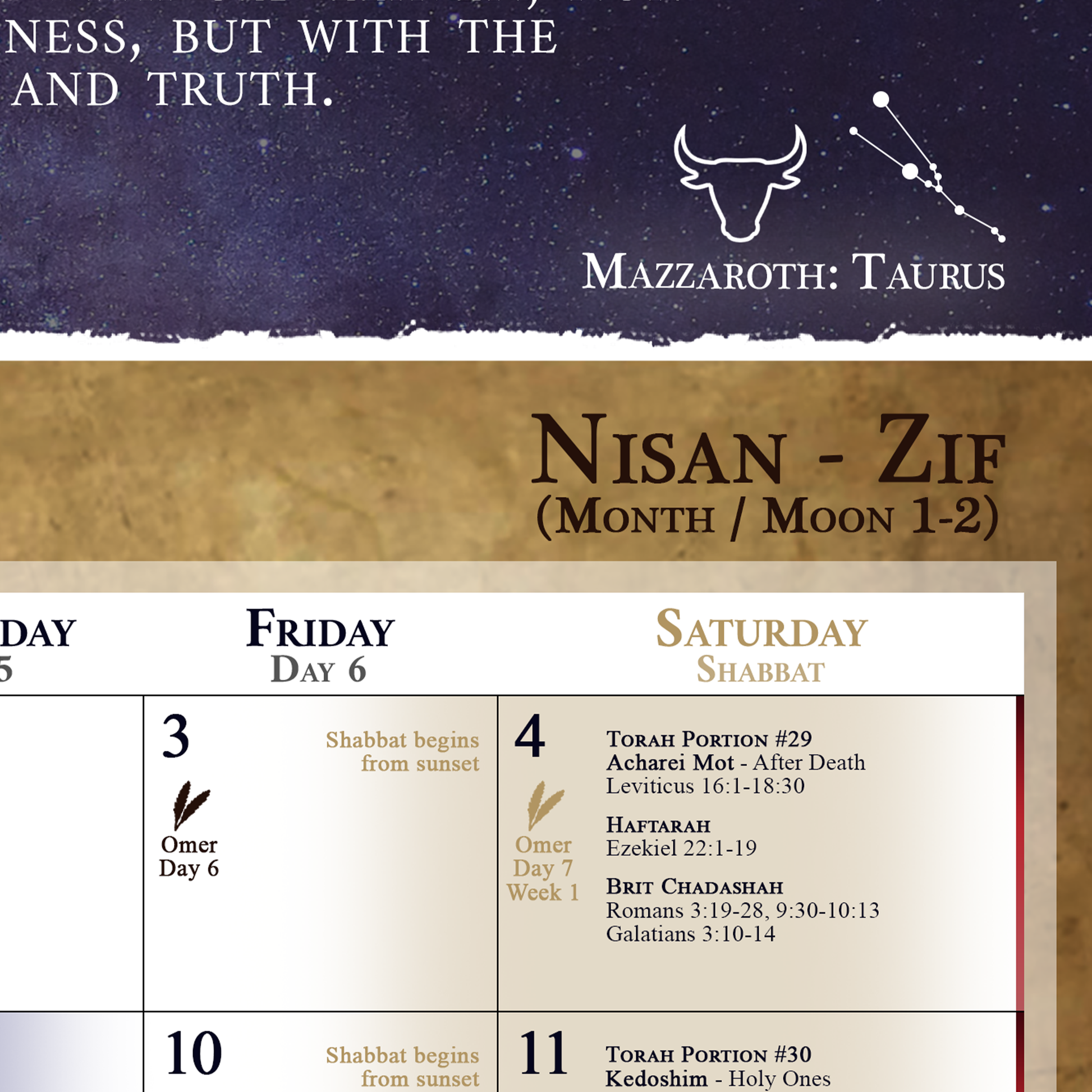 YHWH's Feast Days, New Moon Dates, Shabbat Torah Portion Schedule, Mazzaroth