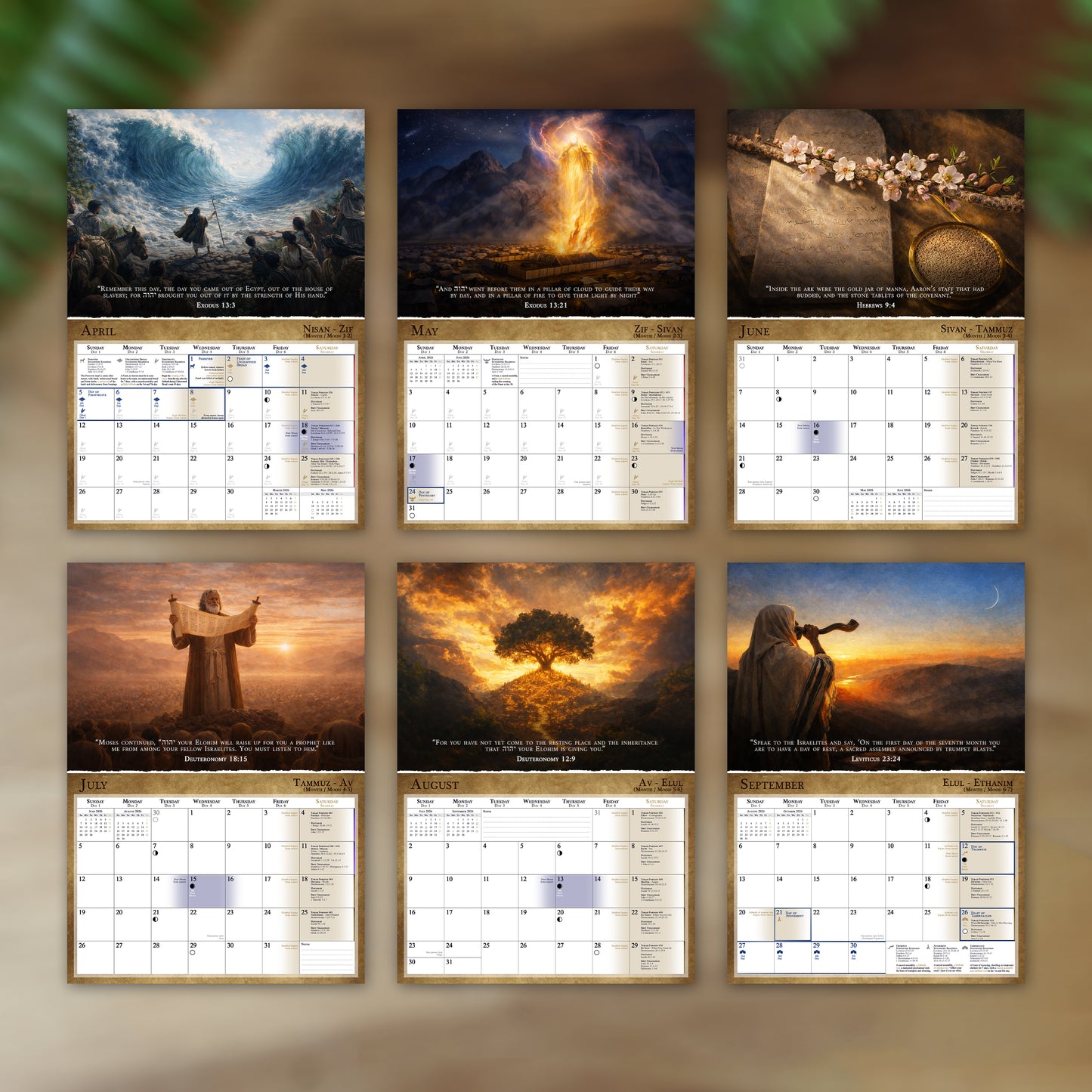 (Digital Version) Biblical Calendar from April 2026 to March 2027 | YHVH's Feast Days, New Moon Dates, Shabbat Torah Portion Schedule, Mazzaroth