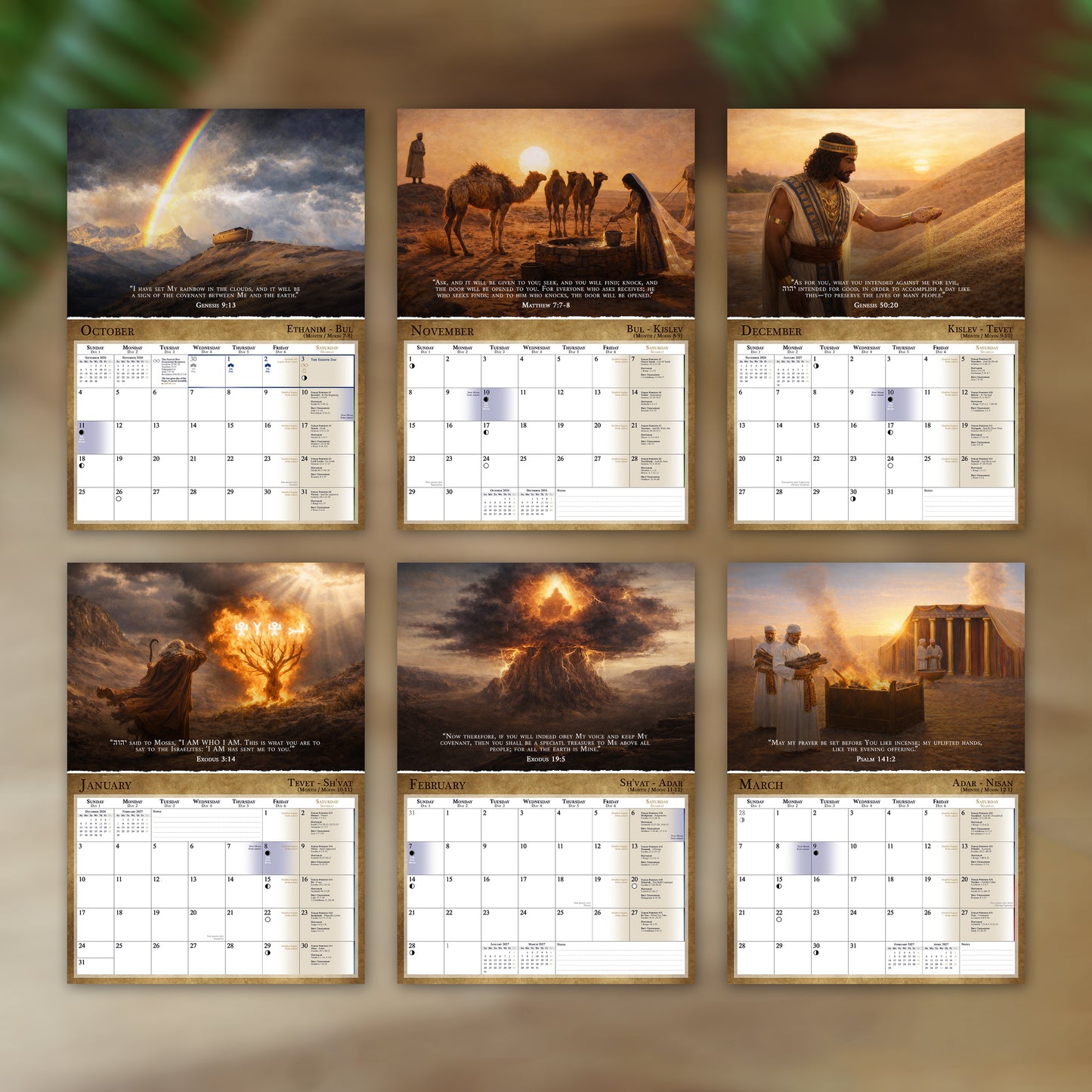 (Digital Version) Biblical Calendar from April 2026 to March 2027 | YHVH's Feast Days, New Moon Dates, Shabbat Torah Portion Schedule, Mazzaroth