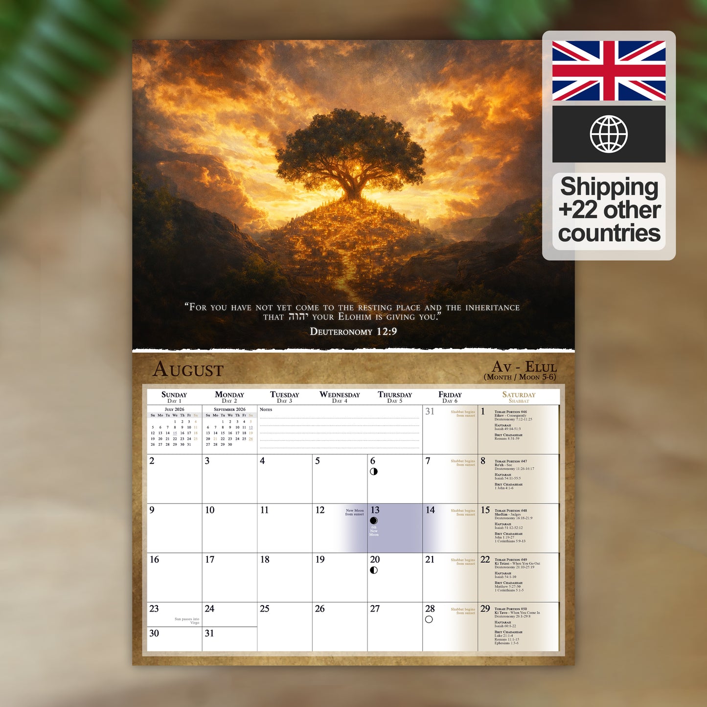 (UK & Other) Biblical Calendar from April 2026 to March 2027 | YHVH's Feast Days, New Moon Dates, Shabbat Torah Portion Schedule, Mazzaroth