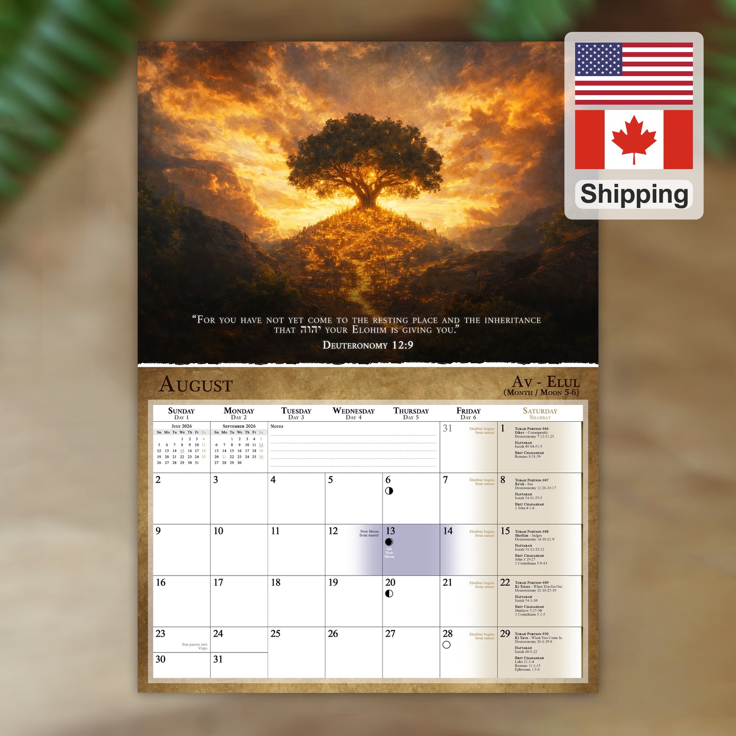 (US & CA) Biblical Calendar from April 2026 to March 2027 | YHVH's Feast Days, New Moon Dates, Shabbat Torah Portion Schedule, Mazzaroth