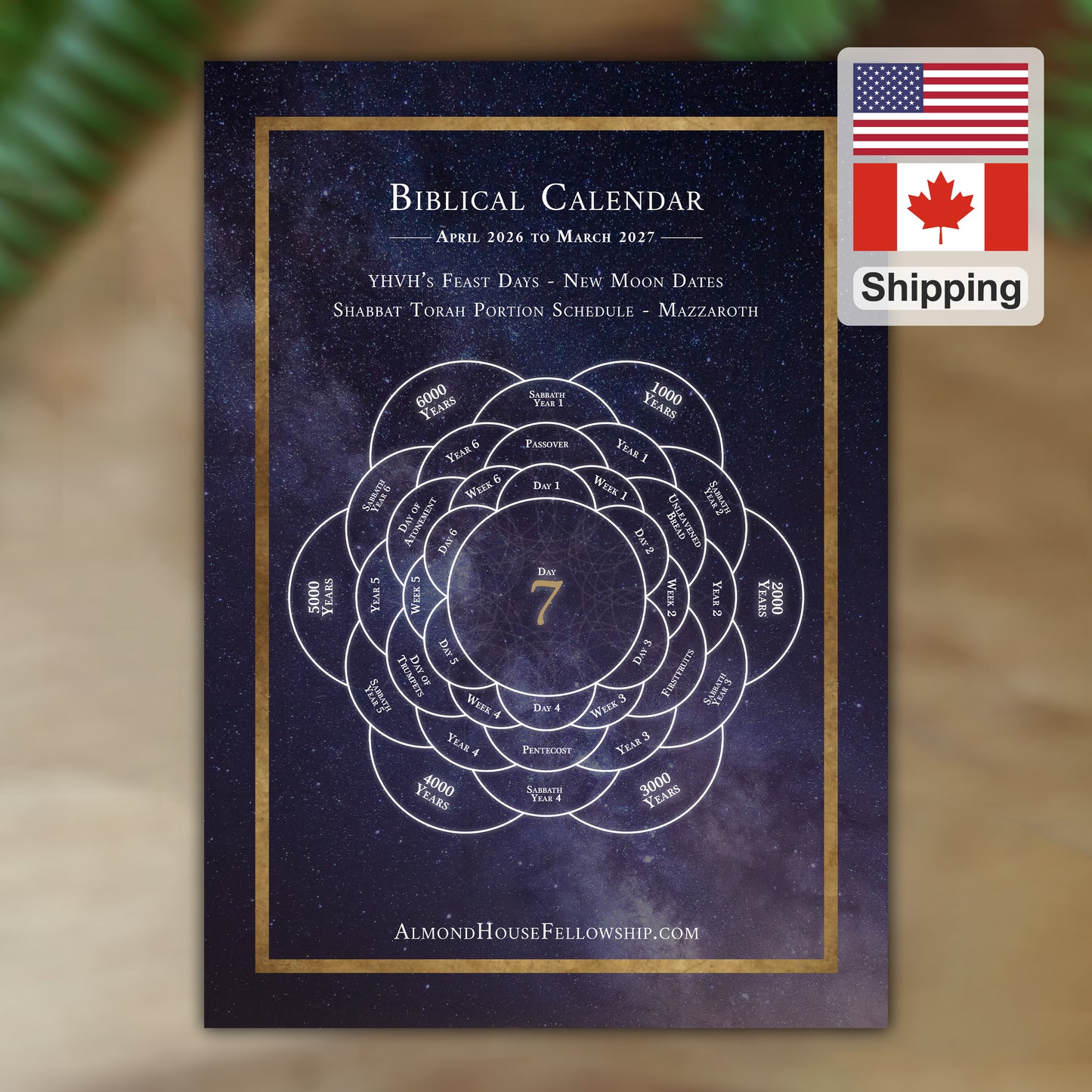 (US & CA) Biblical Calendar from April 2026 to March 2027 | YHVH's Feast Days, New Moon Dates, Shabbat Torah Portion Schedule, Mazzaroth