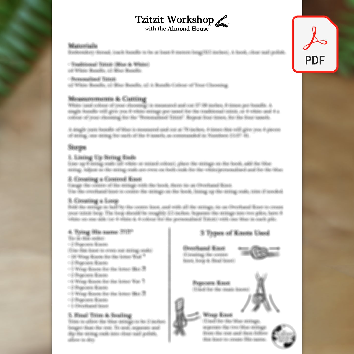 How to make Tzitzit, step by step instructions black and white.