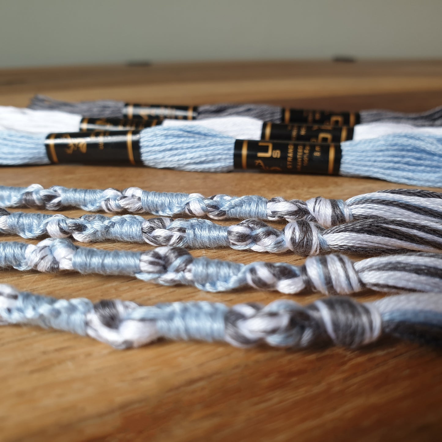 Tzitzit set of 4 - Exodus/Baptism Inspired:  Silver, White & Baby Blue, Knotted YHWH (10-5-6-5), Traditional Tassels, Torah Fringe | FREE DELIVERY